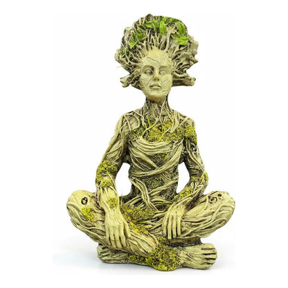 Figura Decorativa Dios De La Naturaleza Meditación Verde Claro by HEREJE