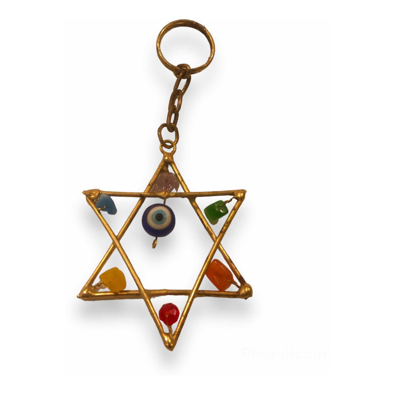 Star of David Keychain with Quartz