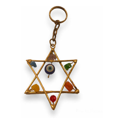 Star of David Keychain with Quartz