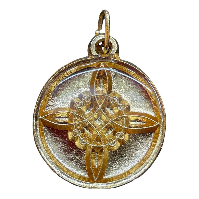 Nudo De Brujas Dije Encapsulado Con Los 7 Baño De Oro 25mm