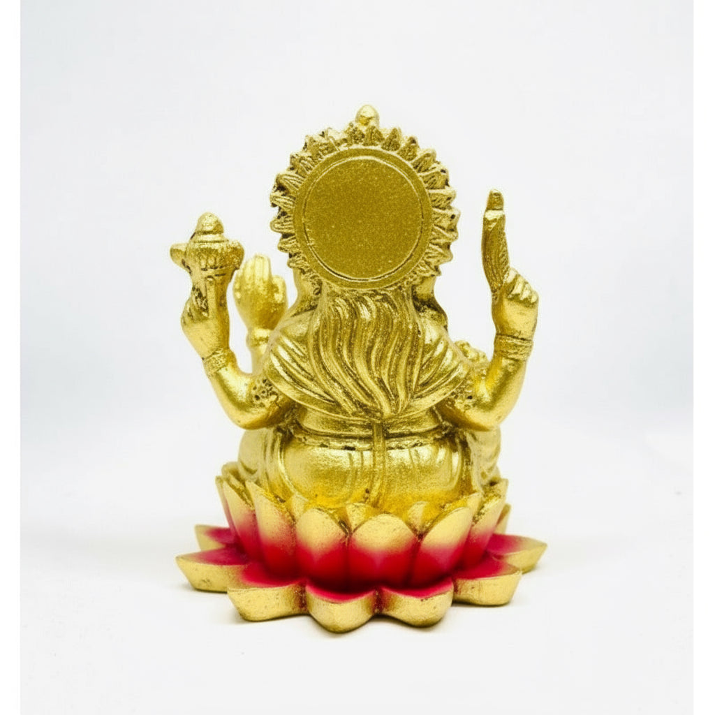 Ganesh Flor De Loto Figura En Resina Nacional
