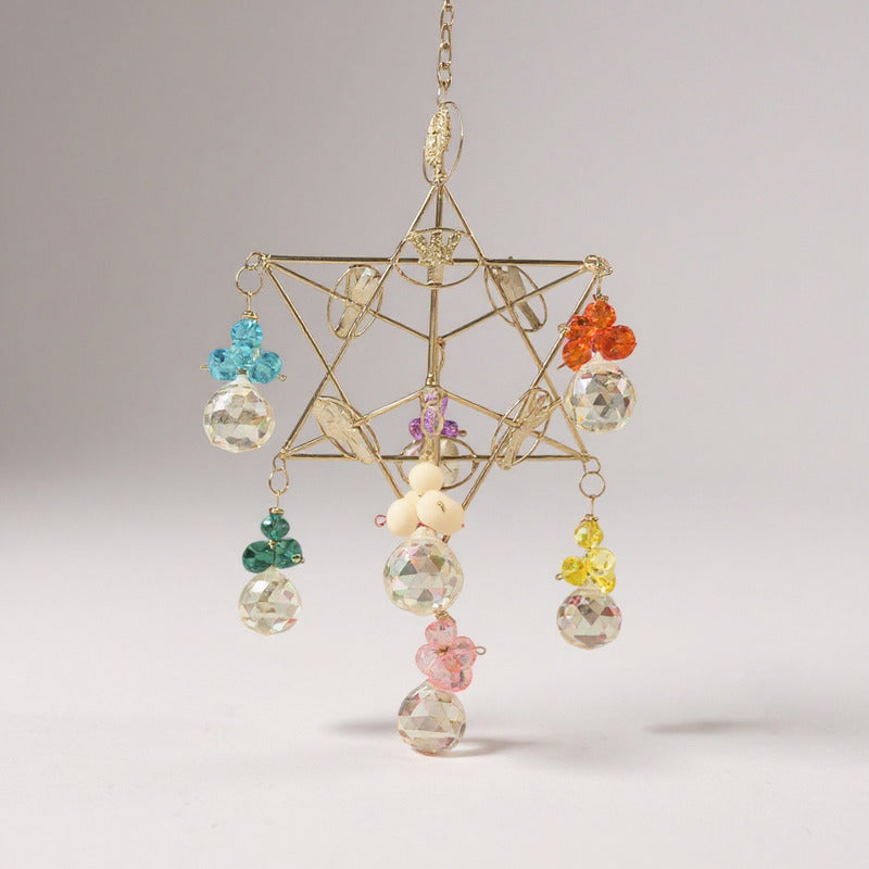 Merkabah De Metal Niquelado Hecho A Mano D 20 Cm De Alto Plateado Estrella