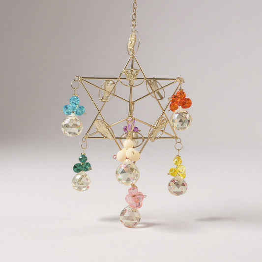 Merkabah De Metal Niquelado Hecho A Mano D 20 Cm De Alto Plateado Estrella