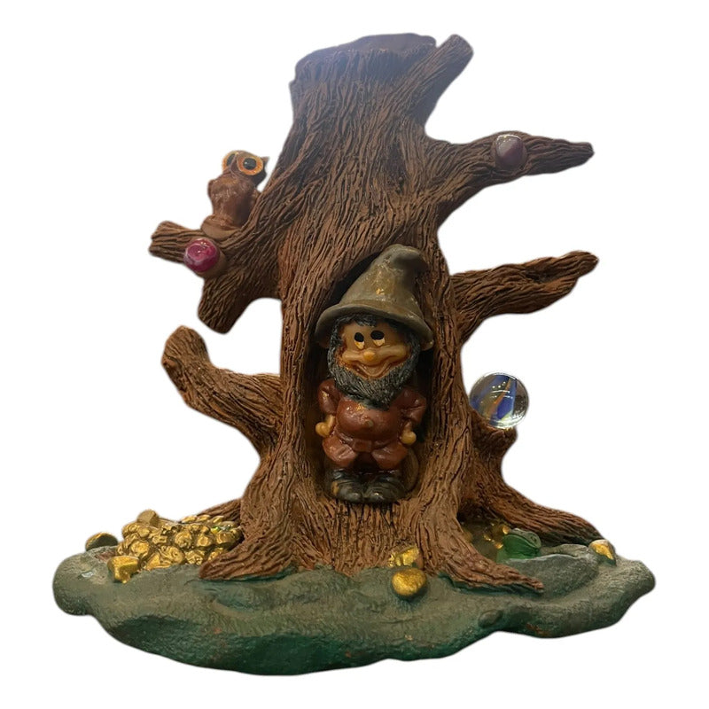 Porta Inciensos En Forma De Arbol Artesanales Arbol Gnomo Buho Rana 14 Cm Árbol Con Gnomo by HEREJE