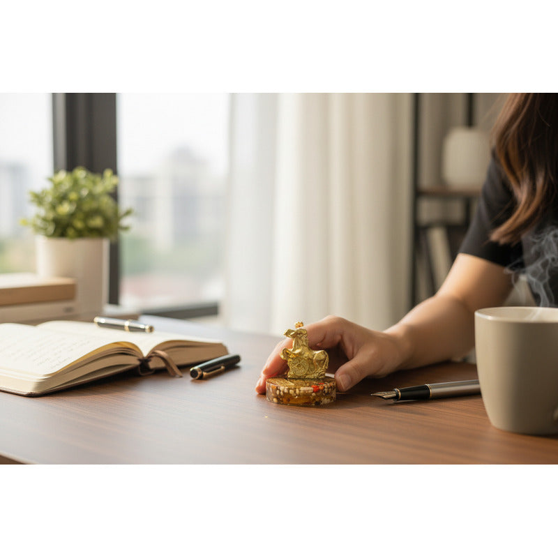 Caballo Sobre Semillas Escultura De Resina 4 Cm Alto