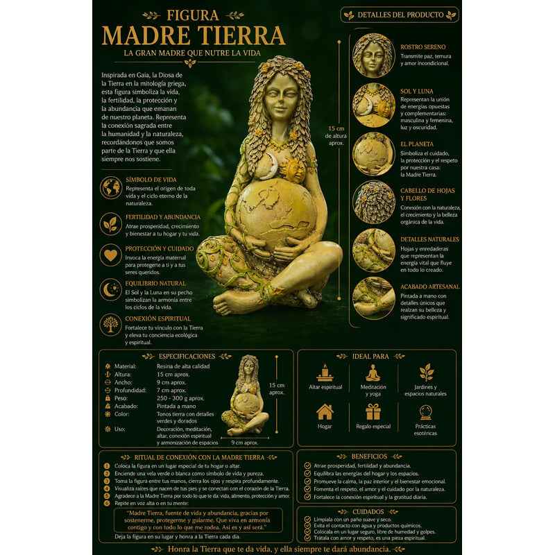 Figura Diosa Madre Tierra Gaia Estatua Decorativa 15cm Verde Claro
