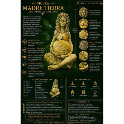 Figura Diosa Madre Tierra Gaia Estatua Decorativa 15cm Verde Claro