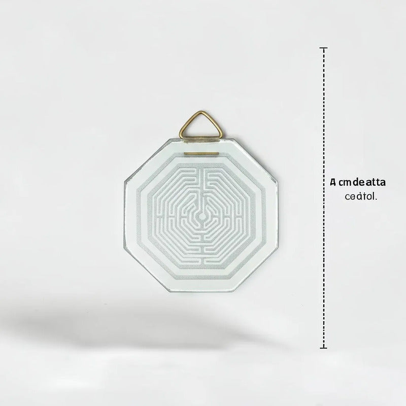 Espejo Octagonal, Grabado Con Símbolos Esotéricos De 5 Cm Laberinto De La Catedral De Amiens by HEREJE