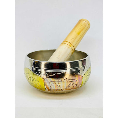 Cuenco Tibetano 95 Mm 7 Metales Bañado En Niquel Brillante