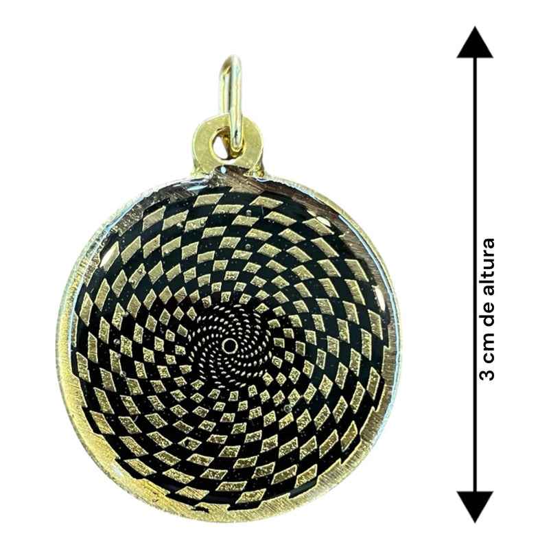 Medalla Dije Sensor Cosmico Dorada Con Esmalte Negro 3 Cm Obscuro by HEREJE