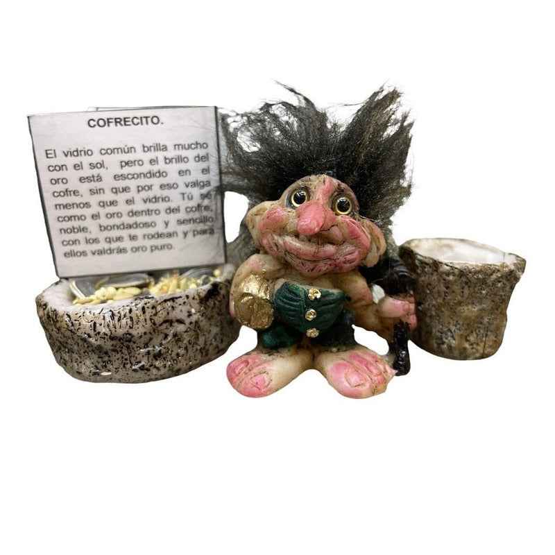 Troll Mini + Comedero + Semillas + Tarjeta Varios Modelos Cofrecito 5cm