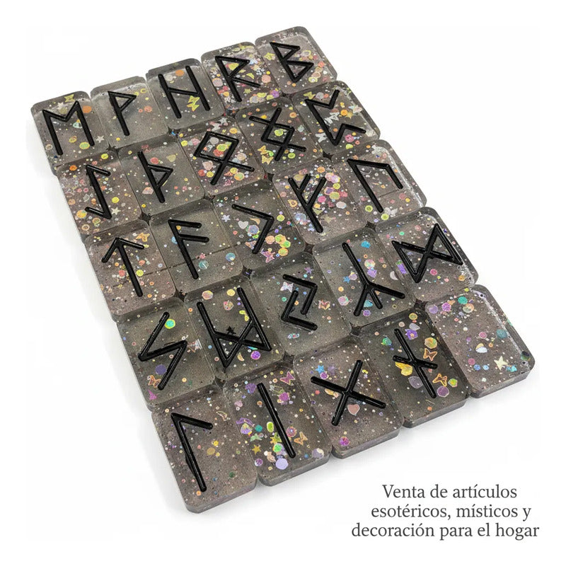 Runas Celtas En Resina Pintadas A Mano 25 Piezas Ahumado Smoke