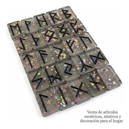 Runas Celtas En Resina Pintadas A Mano 25 Piezas Ahumado Smoke