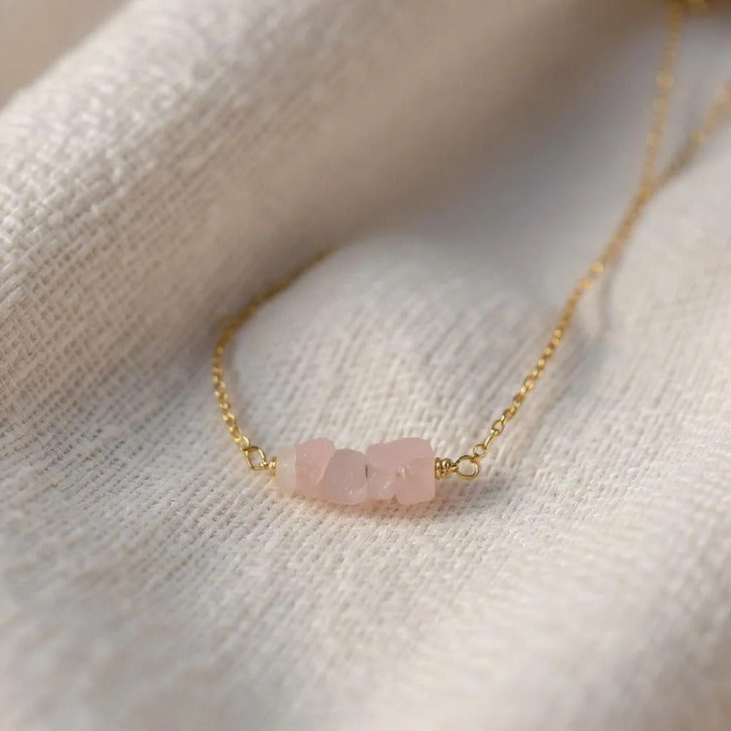 Collar Aquíje Pedra Cuarzo Dorado 45 Cm