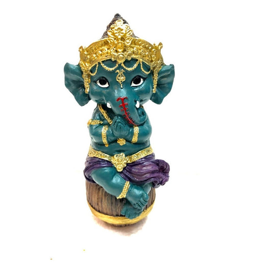 Ganesh Baby in Barrel 14.5cm National Resin