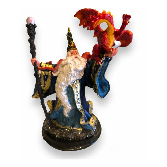 Merlin With Dragon Resin Figure