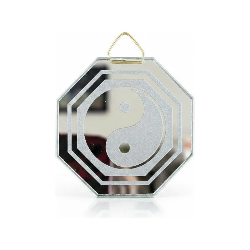 Espejo Octagonal, Grabado Con Símbolos Esotéricos De 5 Cm Yin Yan by HEREJE