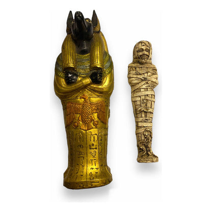 Sarcófago De Anubis Figura De Resina 19 Cm Dorado