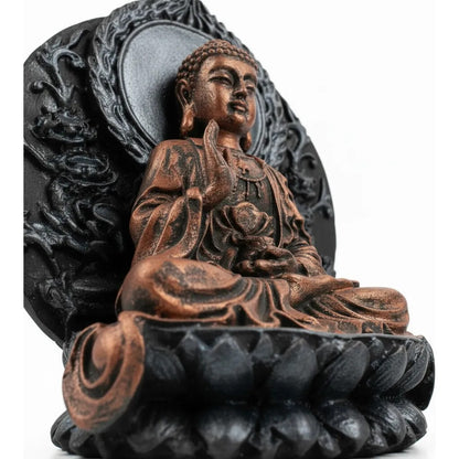 Buda Con Círculo 12 Cm Figura De Resina Cobre by HEREJE