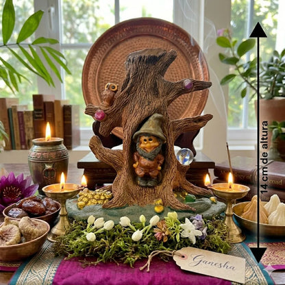 Porta Inciensos En Forma De Arbol Artesanales Arbol Gnomo Buho Rana 14 Cm Árbol Con Gnomo by HEREJE
