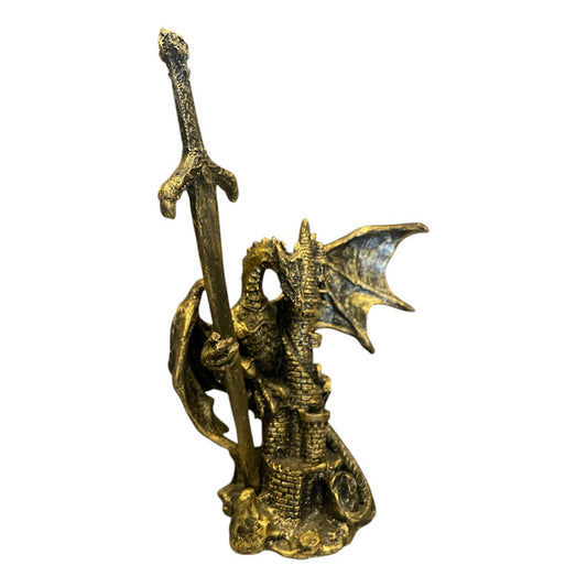 Golden Dragon Decorative Figure 12 cm Made of Mexican Resin