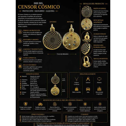 Medalla Dije Sensor Cosmico Dorada Con Esmalte Negro 3 Cm Obscuro by HEREJE