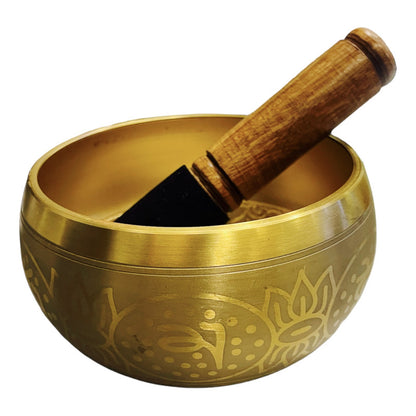Cuenco Tibetano 7 Metales Juego De 5 Piezas En Color Dorado
