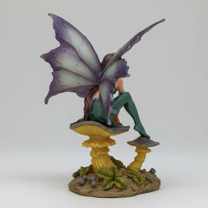 Hada Sentada En Hongo 16 Cm Resina Mexicana