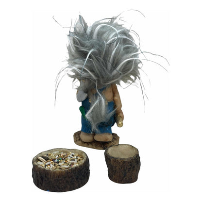 Troll Contra Maleficios + Comedero Figura De Resina 13 Cm Azul