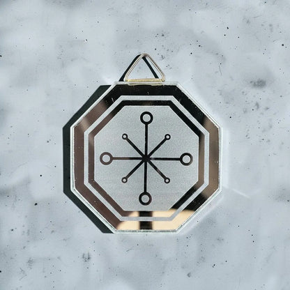 Espejo Octagonal, Grabado Con Símbolos Esotéricos De 5 Cm Clarividencia by HEREJE