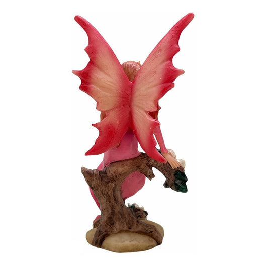 Fairy Sitting on a Log 13 Cm Mexican Resin