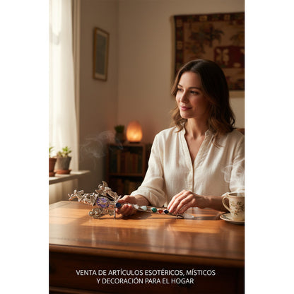 Vara De Poder Arcangeles Con Cuarzo Niquelado 33cm Estimado Agata Morada