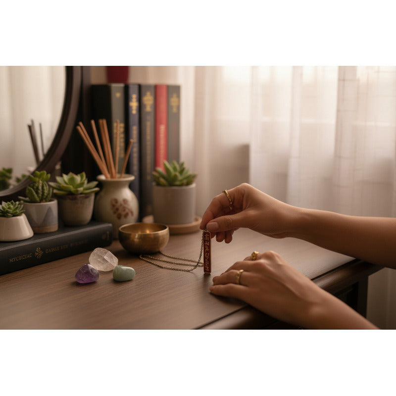 Om Mani Padme Hum Dije Mantra Amuleto Pequeño Rojo