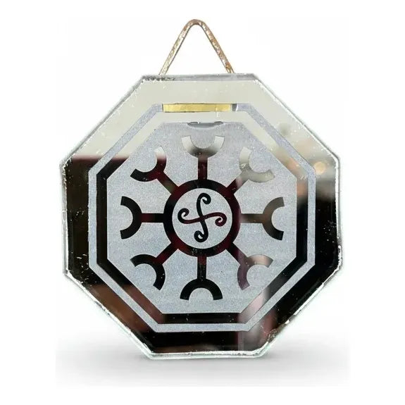Espejo Octagonal, Grabado Con Símbolos Esotéricos De 5 Cm Curativo Y Regenerativo by HEREJE