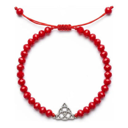 Triqueta Pulsera Hilo Con Cristal Ajustable Rojo 10 Cm