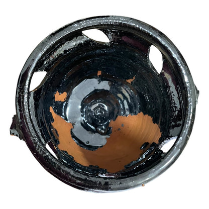 Sahumerio Copalera Porta Incienso Barro Vidriado 20x12x15 Cm Negro Lisa