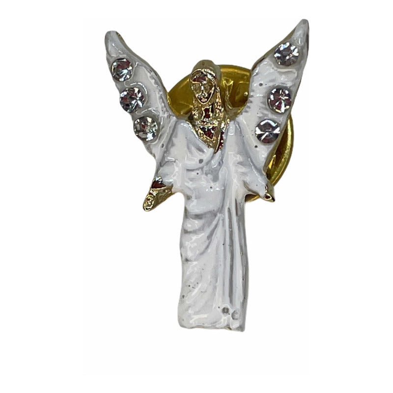 Archangel Gabriel Gold Plated Pendant or Pin with Crystal
