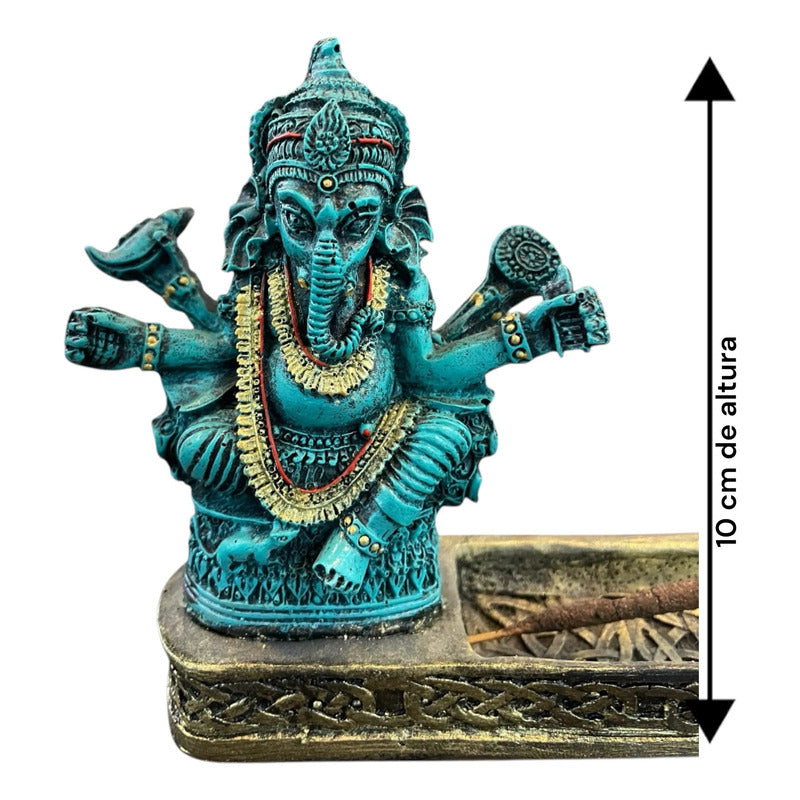 Porta Incienso Con Figura De Ganesh 10 Cm De Altura Turquesa Ganesh by HEREJE