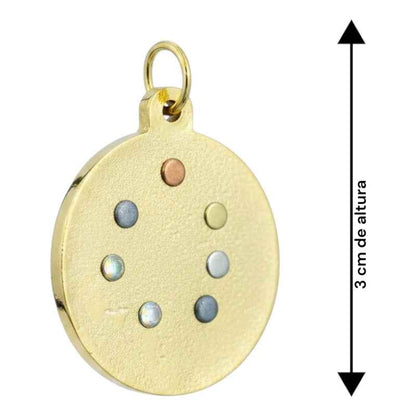 Dije Medalla Estrella 12 Puntas Amuleto Oro 12 Picos 30mm Negro