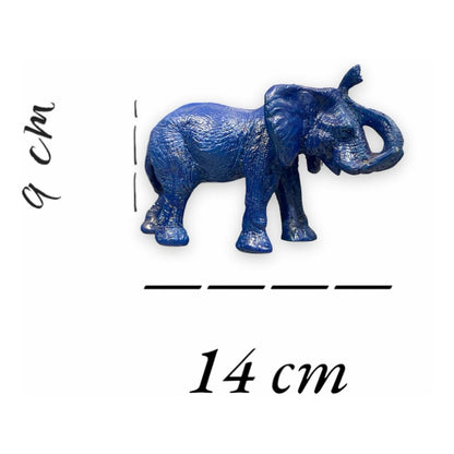 Figura Elefante Y Rinoceronte Azul Feng Shui 8.6cm Y 7.5cm Azul Petróleo