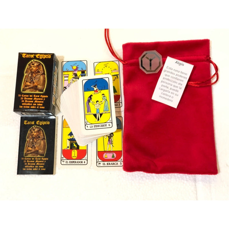 Tarot Egipcio Mini + Morral + Amuleto + Instructivo 8cm