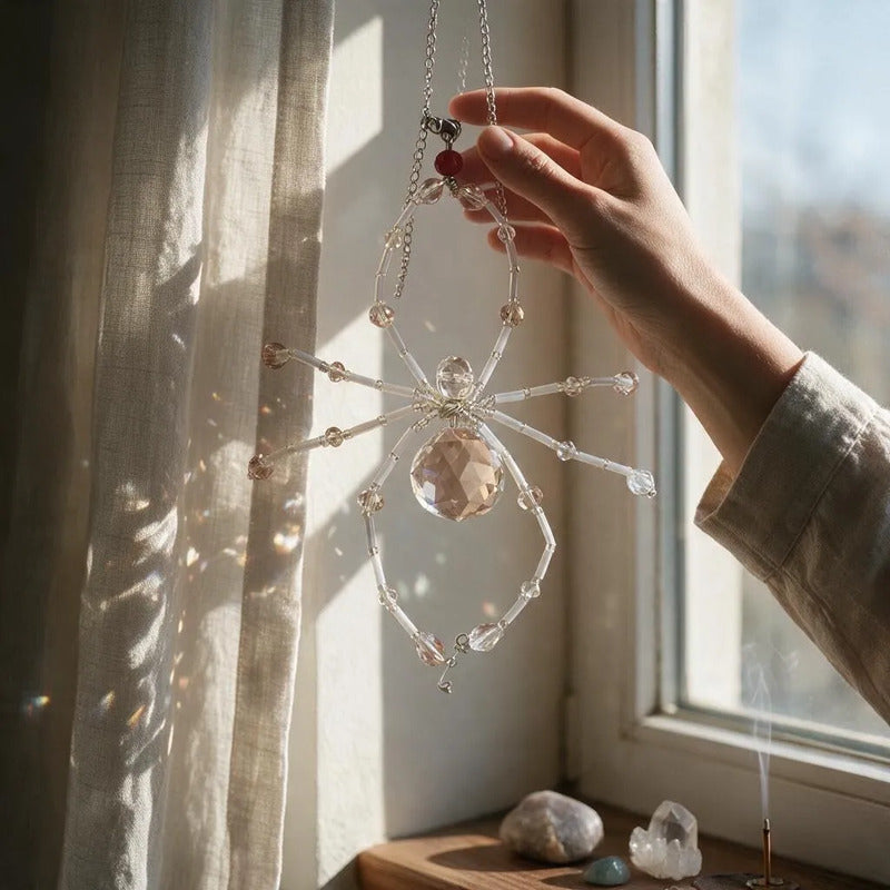 Suncatcher De Cristal En Forma De Araña 12cm Blanco by HEREJE