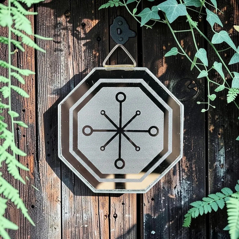 Espejo Octagonal, Grabado Con Símbolos Esotéricos De 5 Cm Clarividencia by HEREJE