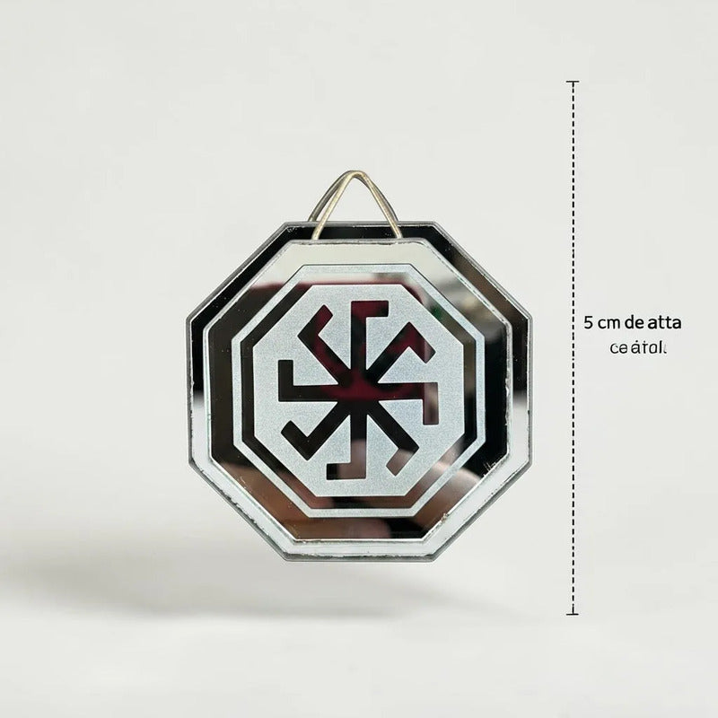 Espejo Octagonal, Grabado Con Símbolos Esotéricos De 5 Cm Poder Energia Y Movimiento by HEREJE