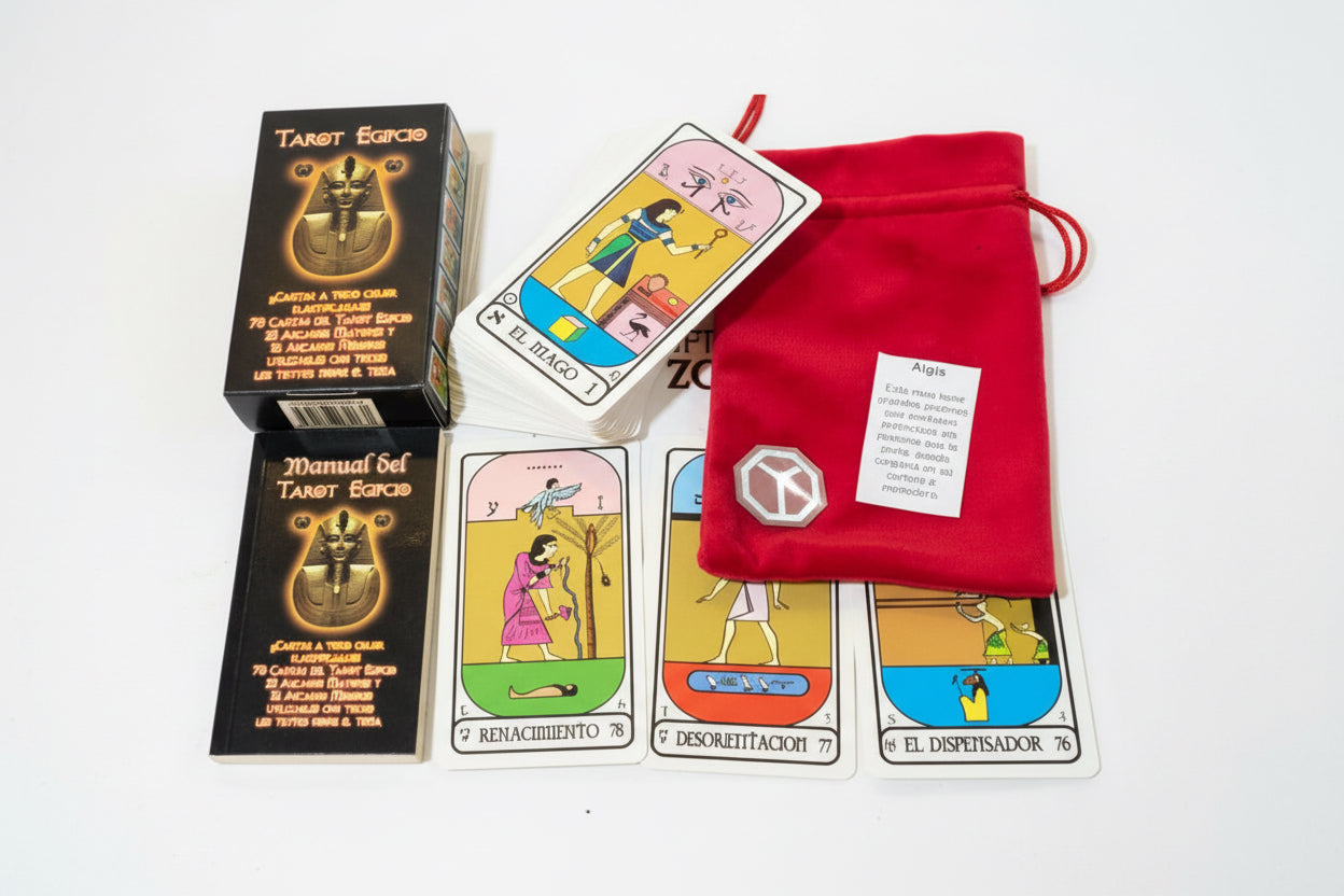 Tarot Egipcio + Instructivo + Amuleto + Morral Import 12.5cm
