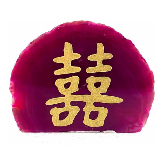 Doble Felicidad Ágata Rosa 7cm