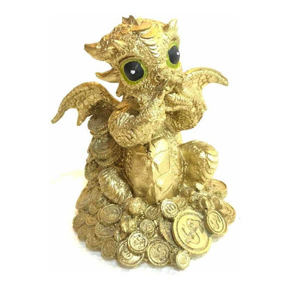 Dragón Tipo Bebe Resina 14.5 Cm Nacional Pintado A Mano.