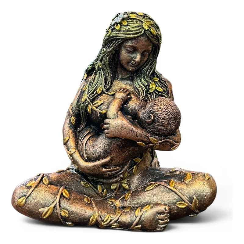 Figura Diosa Madre Tierra, Gaia De Resina 10 Cm Cobre
