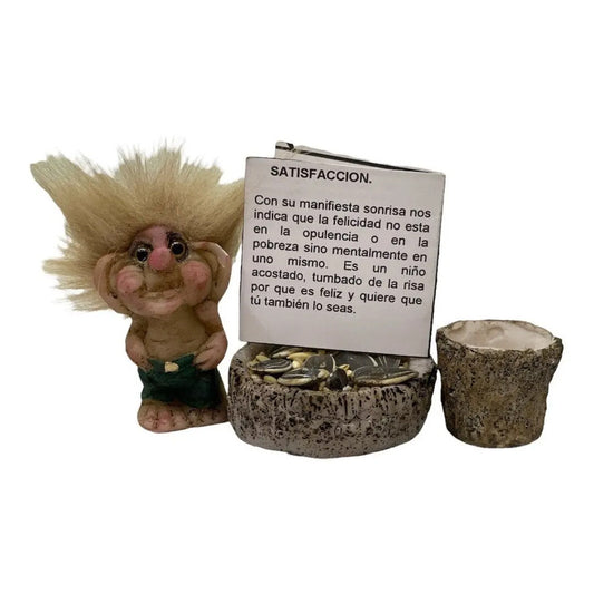 Troll Mini + Comedero + Semillas + Tarjeta Varios Modelos Satisfaccion 4.5cm by HEREJE