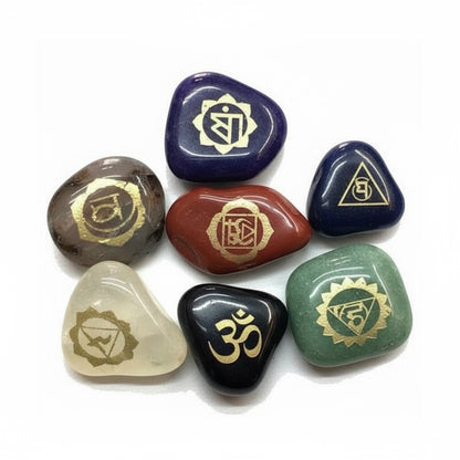 7 Chakra Stones (chakras) Engraved Quartz Set